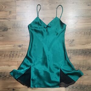 Victoria Secret Vintage Gold Label Satin Babydoll Fairy Green Coquette Small